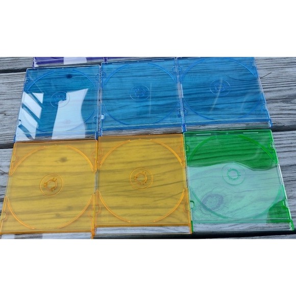 Lot of 12 Empty Slim Jewel Cases CD Music DVD Colors Plastic - Picture 4 of 7